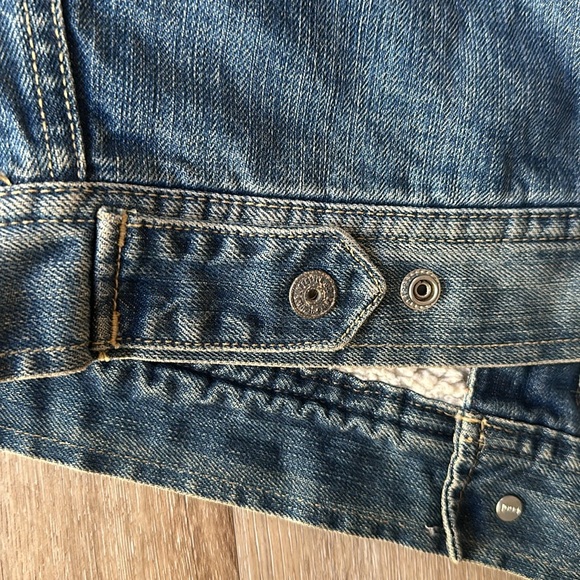 Vintage XL fleece lined denim jacket with custom Route 66 and Harley patches - Picture 13 of 13